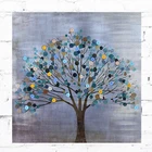 Hot selling wall art Tree metallic canvas print with button embellishment