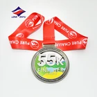 Longzhiyu 12years Antique Pewter Polishing Soft enamel Award Finsher printed medal ribbon of Marathon Metal Running Sport Medals