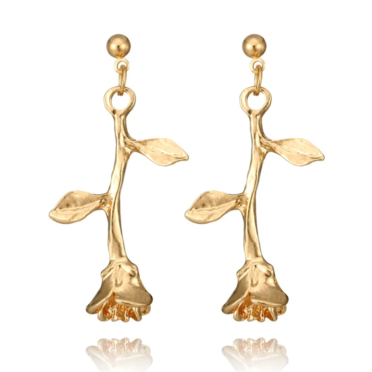 Vintage Zinc Alloy Rose Flowers Drop Earrings 18K Gold Plated Antique Metal Flower Dangle Earrings
Vintage Zinc Alloy Rose Flowers Drop Earrings 18K Gold Plated Antique Metal Flower Dangle Earrings