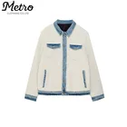Wholesale custom men's faux fur fleece winter denim jacket