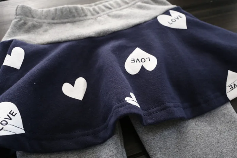 Kids Love Heart T Shirt Tops + Pantskirt 2PCS Suit