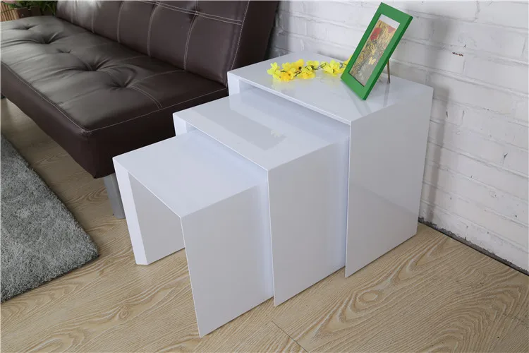 Living Room Furniture Tea Table With White High Gloss Side Table adjustable coffee table