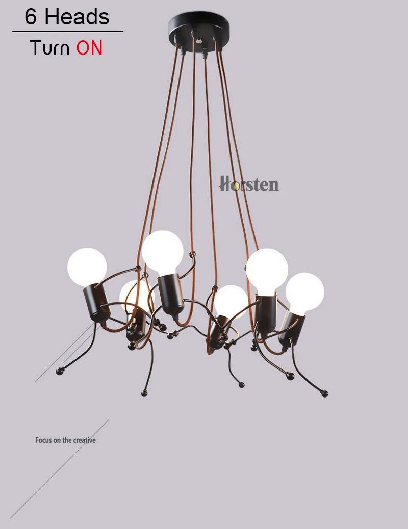 Creative Modern LED Pendant Lamp Black Small Iron Man Pendant Lights For Living Room Children Room Decoration Hanging Lamp (7)