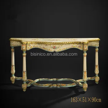 Queen Anne Style Solid Wood Carved Console Table Floral Painting Side Cabinet Living Room Furniture Retro Wooden Sofa Back Table Buy Solid Wood