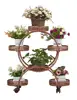 Wrought Iron Plant Stand For Indoor Balcony Decoration 4-Layer 6 Baskets with Wheels