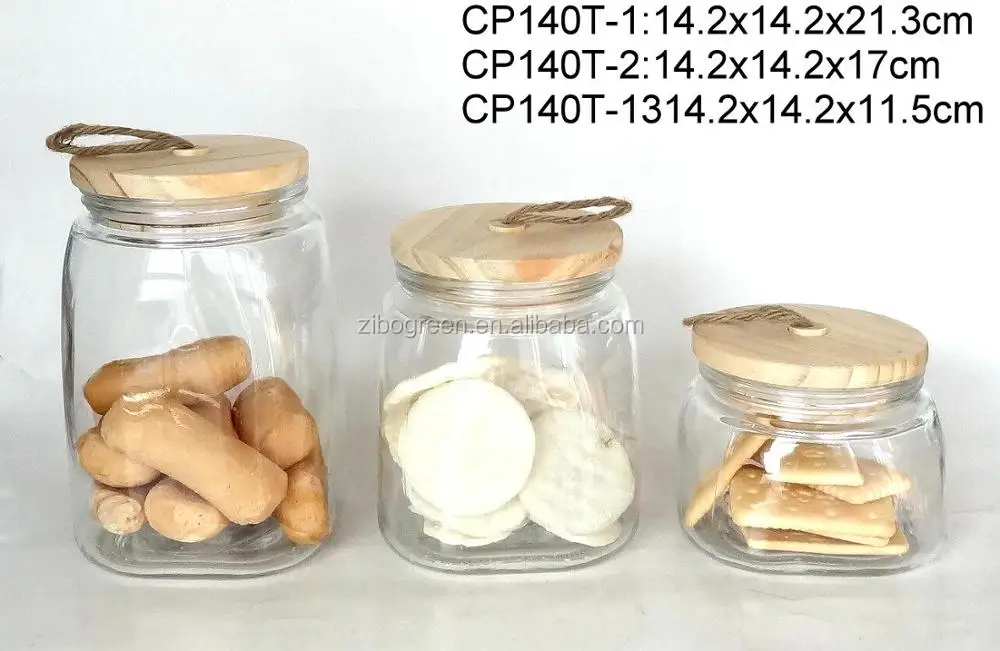 Glass Cookie Jar With Wooden Lid (ccp698t ) Buy Glass Jar With Wooden Lid,Glass Cookie Jar