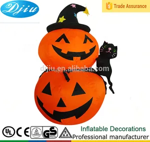 halloween decoration light black cat witchs hat caped pumpkin