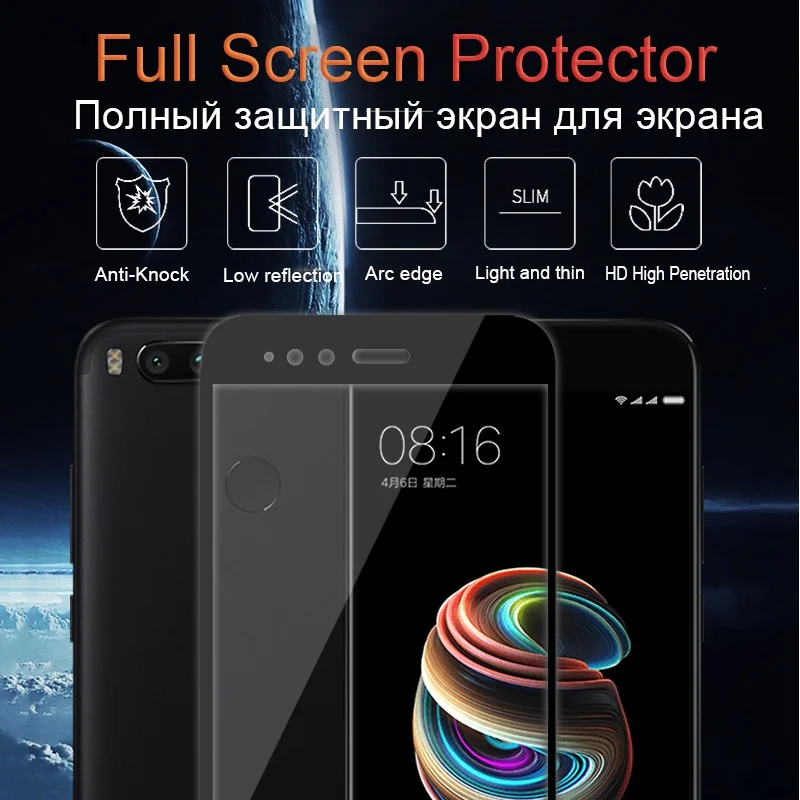 Tomkas Tempered Glass For Xiaomi mi A1 5X Screen Protector Full Cover Screen Protection Film For Xiaomi mi A1 5X Glass           (1)