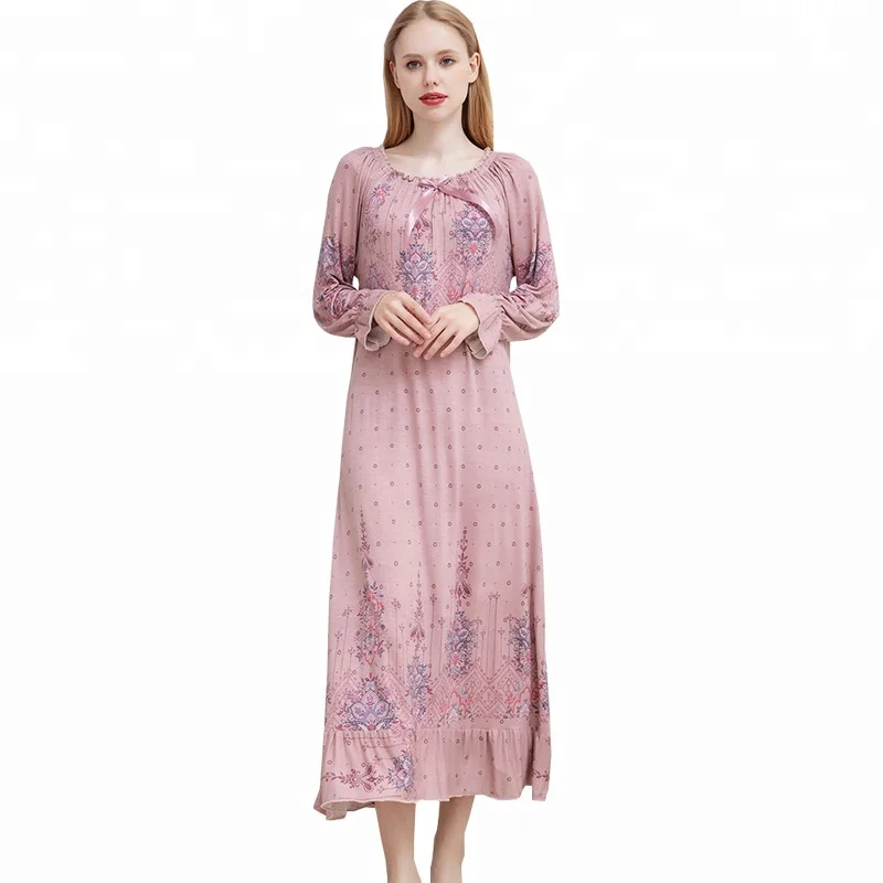 Wholesale nightgowns pretty romantic modal cotton printed lightweight house dresses long sleepwear women nighty designer
Wholesale nightgowns pretty romantic modal cotton printed lightweight house dresses long sleepwear women nighty designer