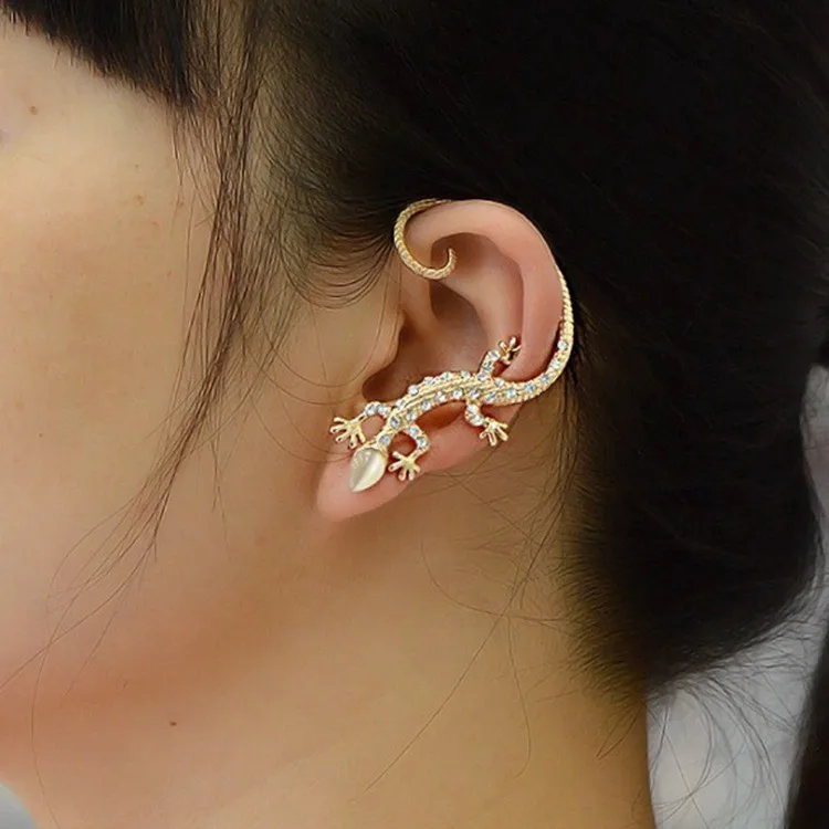 Gothic Punk Crystal Lizard Ear Cuffs for Women Gold Color Silver Color Rhinestone Animal Geckos Clip Earrings, Optional
Gothic Punk Crystal Lizard Ear Cuffs for Women Gold Color Silver Color Rhinestone Animal Geckos Clip Earrings, Optional