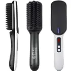 Ionic Fast Heat Irons Electric Men Beard Straightening Brush Hair Straightener Comb