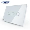 Livolo US/AU White/Black Three Gang Home Switch VL-C303-81