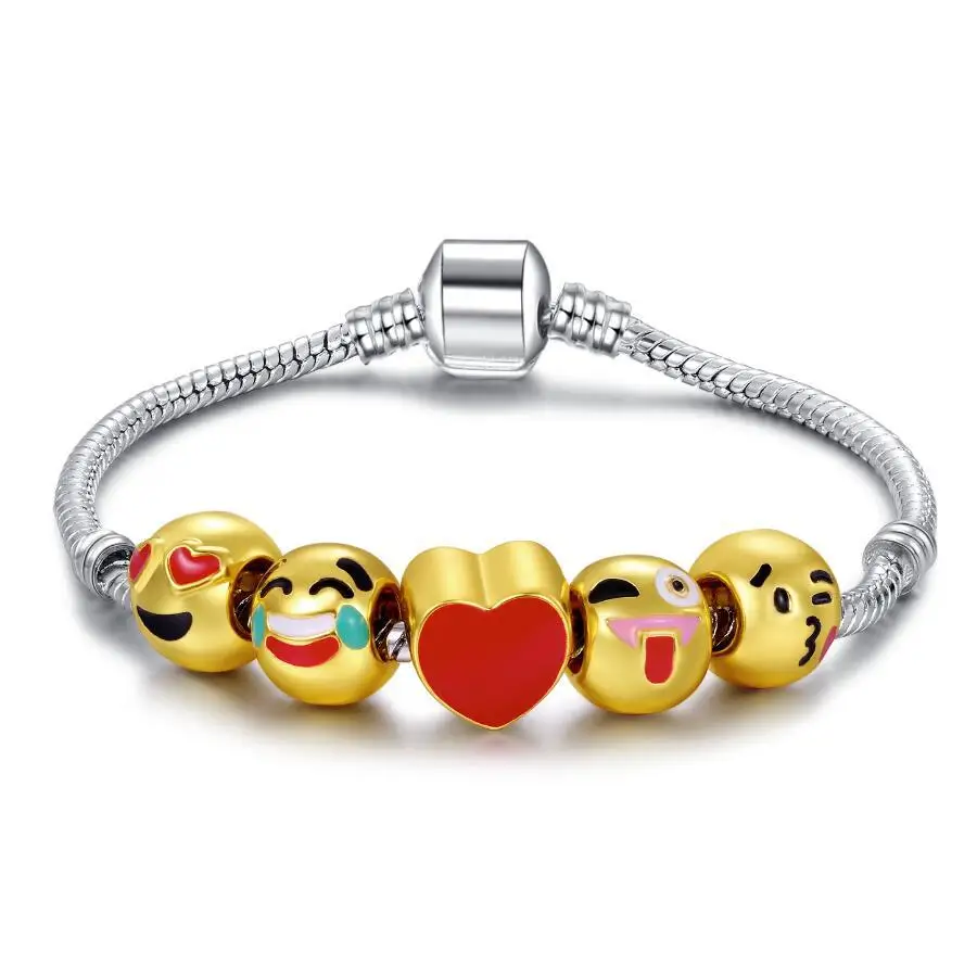 18 K Gold Plated Emoji Bead Bracelet With Snake Chain Christmas 5 charms emojis Bracelet, N/a
18 K Gold Plated Emoji Bead Bracelet With Snake Chain Christmas 5 charms emojis Bracelet, N/a