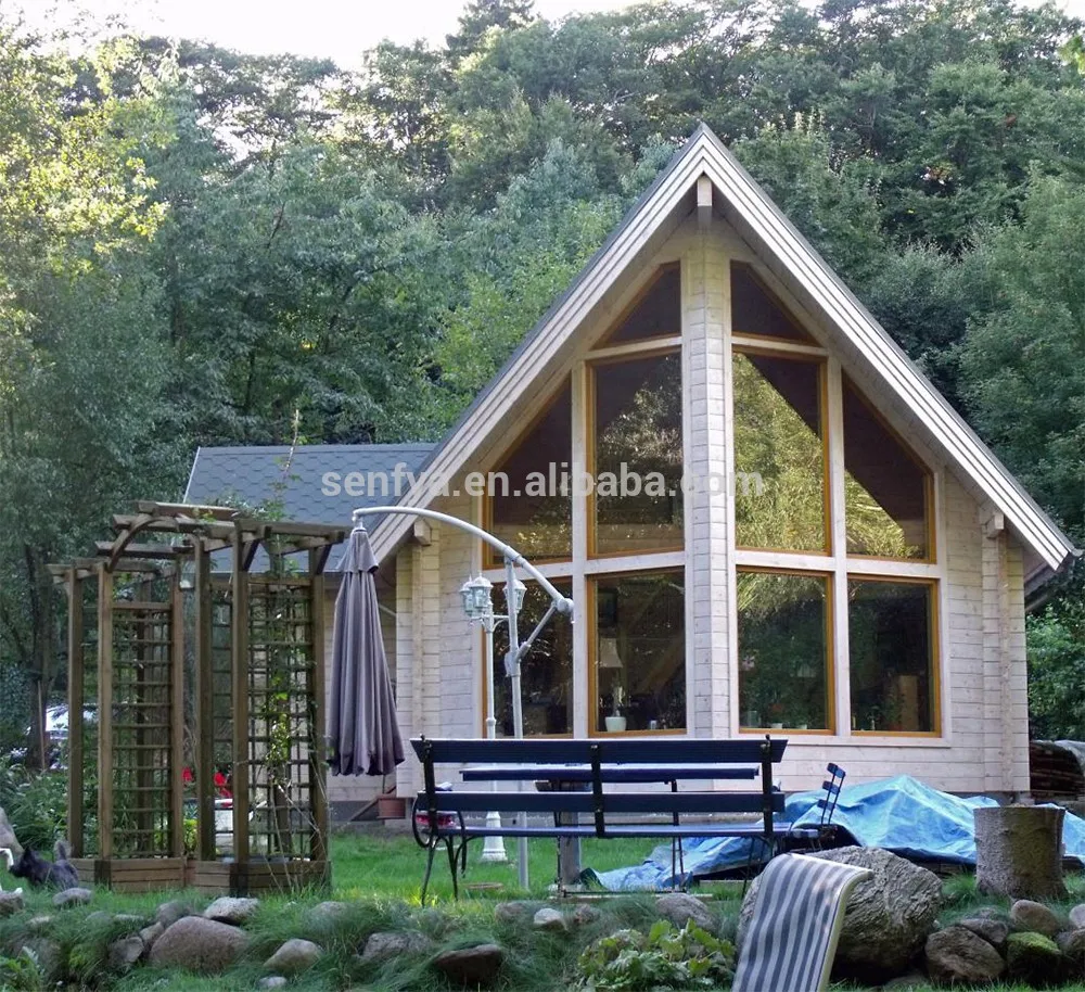 log house factory big windows home low cost wood