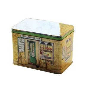house shaped candy tin box