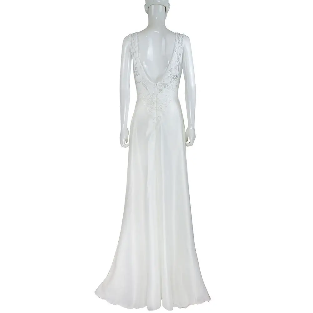 bridal womens wedding gown long sexy backless lace tulle