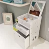 PVC White Dresser Boxes With Drawer Organizer 3 layers Desktop Cosmetics Makeup Storage Box with Mirror