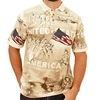 Wholesale Men Polo T Shirts 100% Cotton Traders Allover Patriotic Mens 3D Printed USA Flag Polo Shirt