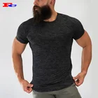 Short Sleeve Mens Slim Fit Black T shirts Custom Printing Embroidery Logo Crew Hem Athletic Shirts