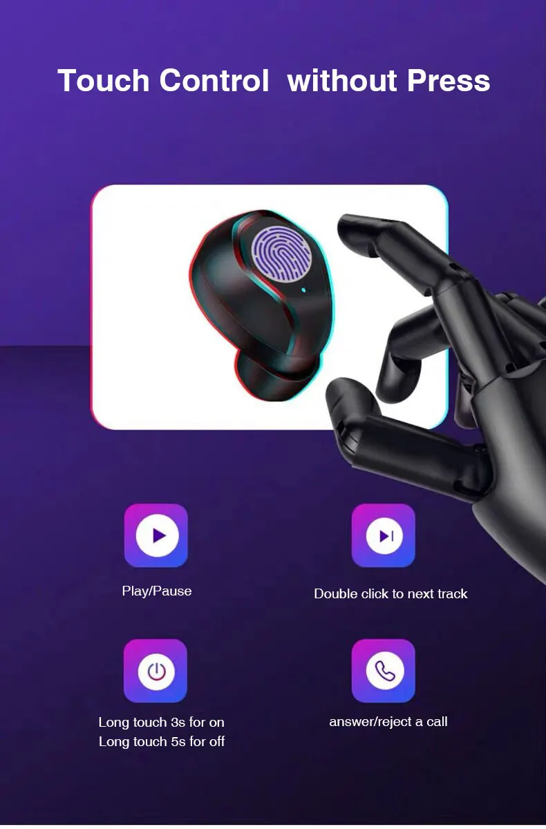 2019 Earteana TWS P10 SXP Newest In-Ear Wireless Bluetooth Earbuds with 3500 mAh power bank, LED Battery Display - ANKUX.COM
