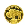 Manufacture silver coins 1 Gram 999 Fine Silver Gold Plated Buffalo Indian Round coin