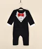 China Supplier Wholesale Toddler Infant Clothing And Baby Boy Plain Black Rompers With Tie
