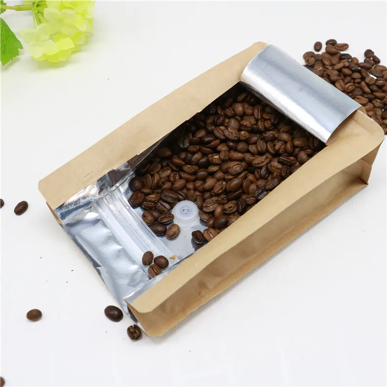 kraft paper coffee packaging bags with valve