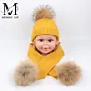 /product-detail/hot-sale-custom-beanie-hat-with-scarf-real-fur-pompom-kids-wool-felt-hat-60643514721.html