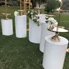 Custom white acrylic wedding decorations banquet round flower stand plastic food cake display table