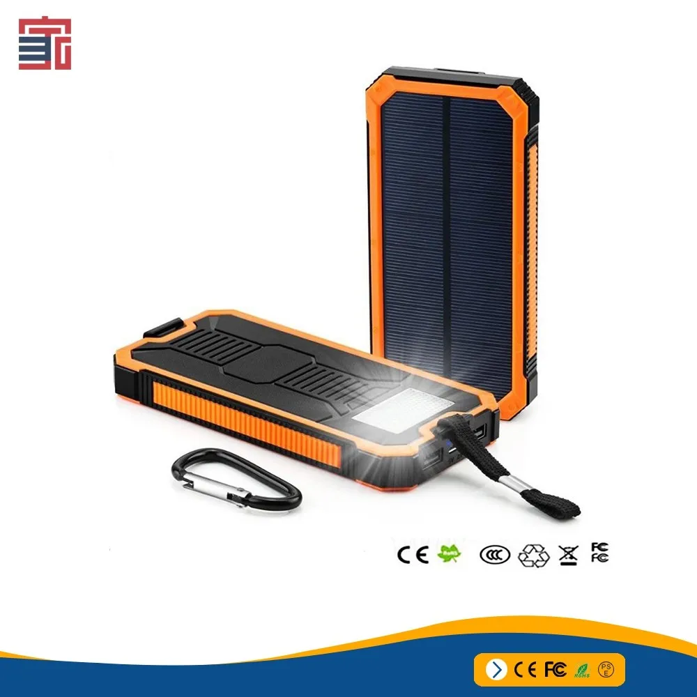 Li-Polymer Battery Portable Mobile 10000mah Solar Charger Power Bank For Iphone Mobile Smart Phone