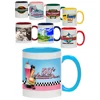 330ml full colour wrap around branding TWO TONE Sublimation Print Round D handle stoneware ceramic coffee mug