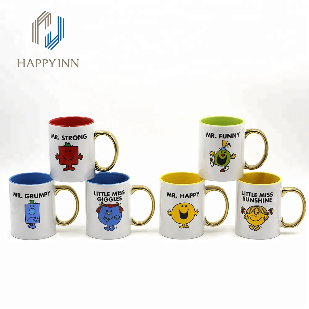creative pattern ceramic sublimation coffee mugs with golden