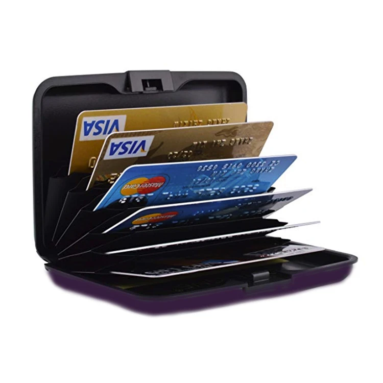 Amazon hot sale various color aluminum rfid wallet slimAluminum metal RFID blocking credit card holder case wallet