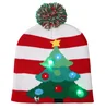 2018 new christmas hat pompom LED with light beanie cap for adult children