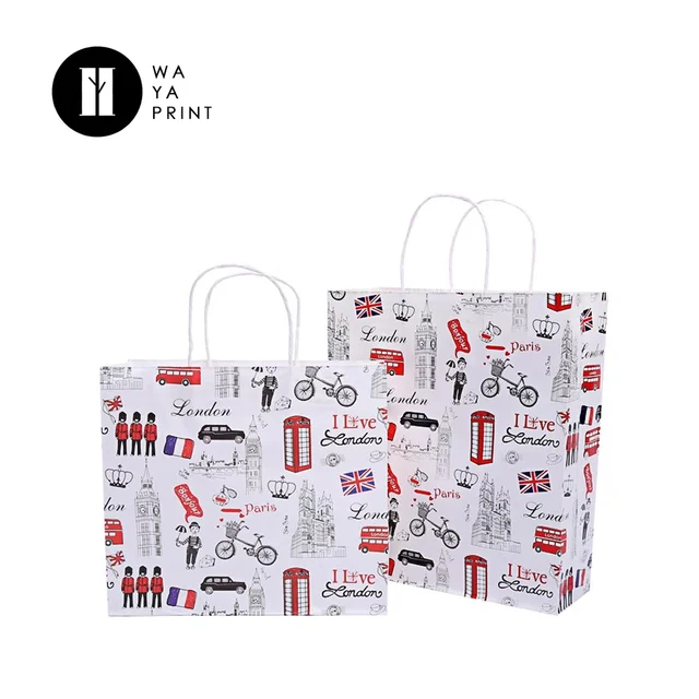 custom design wholesale paper gift bag with floral printed