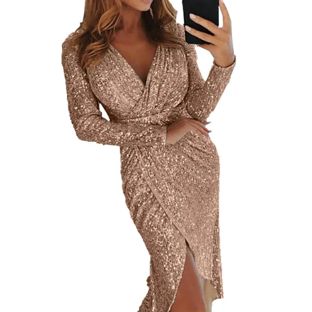Women Glitter Sequined Midi Plus Size Dress Clothes Sexy Dresses Long Sleeve Deep V Neck Package Hip High Split Party Vestidos
Women Glitter Sequined Midi Plus Size Dress Clothes Sexy Dresses Long Sleeve Deep V Neck Package Hip High Split Party Vestidos