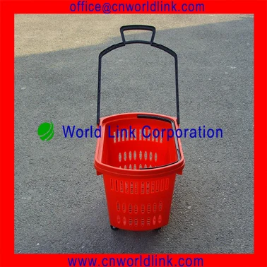 black shopping plastic hand basket with 4 wheels black shopping plastic hand basket with 4 wheels