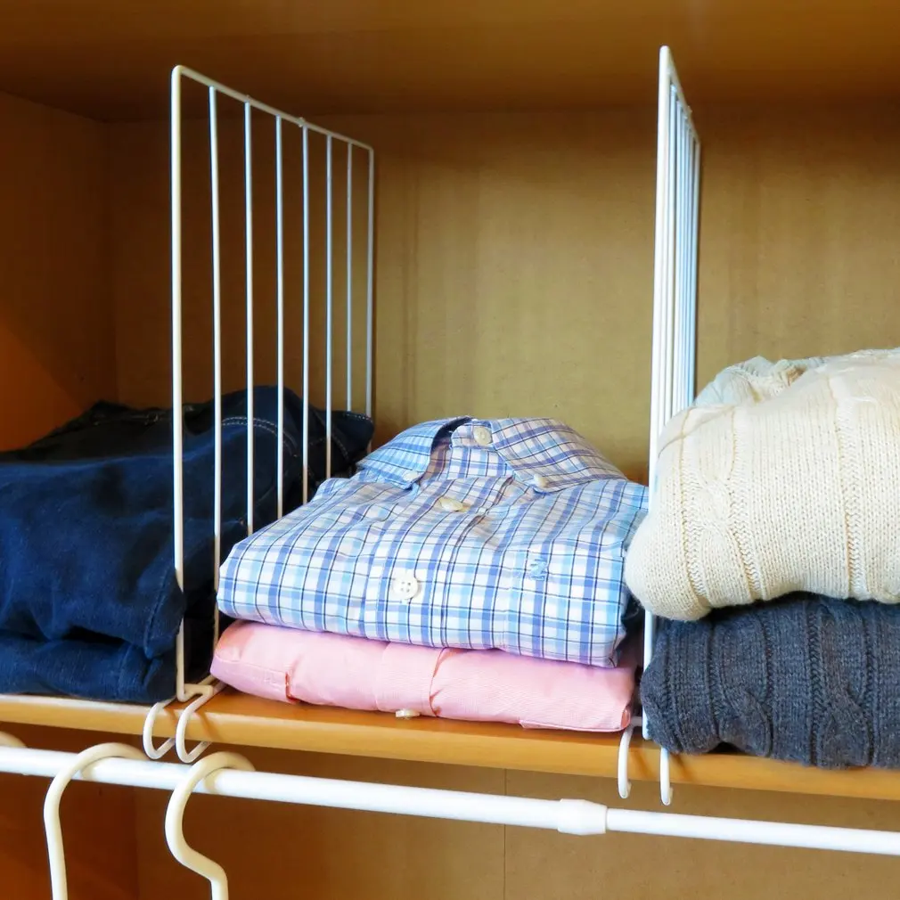 New & Improved housekeeping closet organizer white Storage Separator Steel Wire Shelf Divider