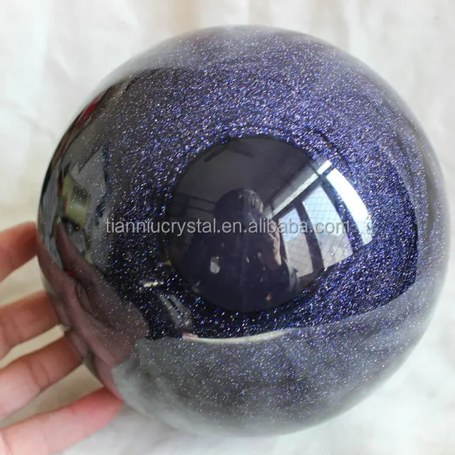 6" pretty blue goldstone flashes crystal sphere ball