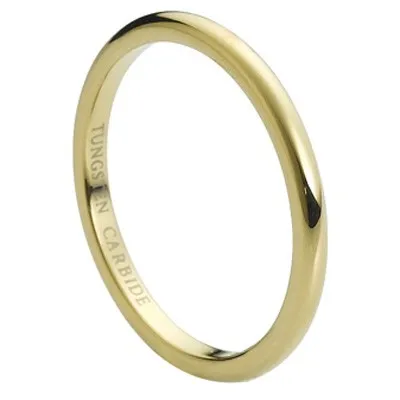 Super light weight gold ring Tungsten carbide 2mm width ring.jpg