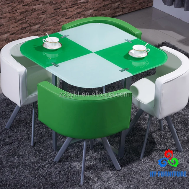 Modern bar furniture metal legs glass top bistro coffee tea table and chairs set