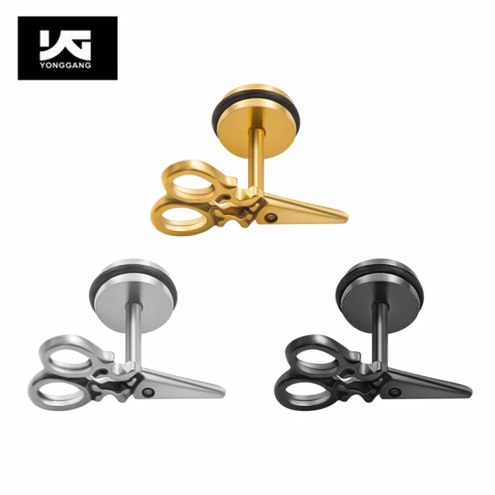 Korean Fashion Stainless Steel Scissors Stud Earring For Women Men, Silver,gold,black or customized
Korean Fashion Stainless Steel Scissors Stud Earring For Women Men, Silver,gold,black or customized