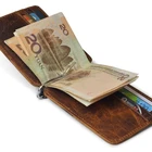 Crazy horse leather unisex 12 card slots holder money clip