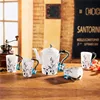 Black Guitar And Musical Notes Porcelain Teapot and Cups Set