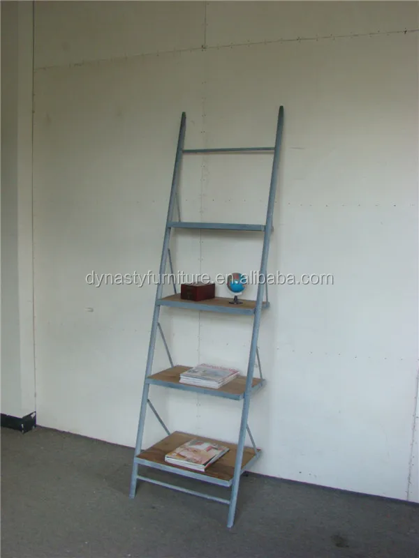 Branco prateleira escada de madeira de design industrial