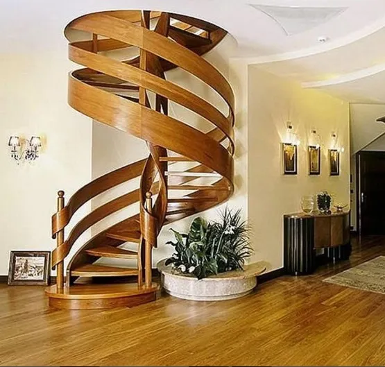 indoor wood staircase