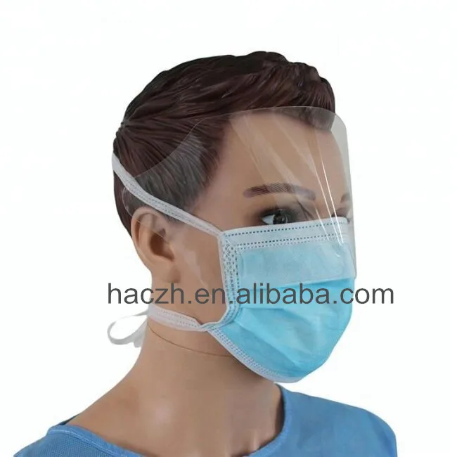 disposable non woven face mask with plastic shield