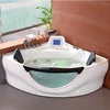 Corner massage bathtub, 2 person whirlpool tub, glass 2 person bath tub
