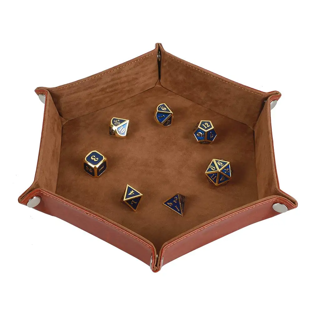 Hot Selling Dice Holder PU Leather Collapsible Velvet Dice Tray for RPG, DND and Other Table Games, Brown or customized color
Hot Selling Dice Holder PU Leather Collapsible Velvet Dice Tray for RPG, DND and Other Table Games, Brown or customized color