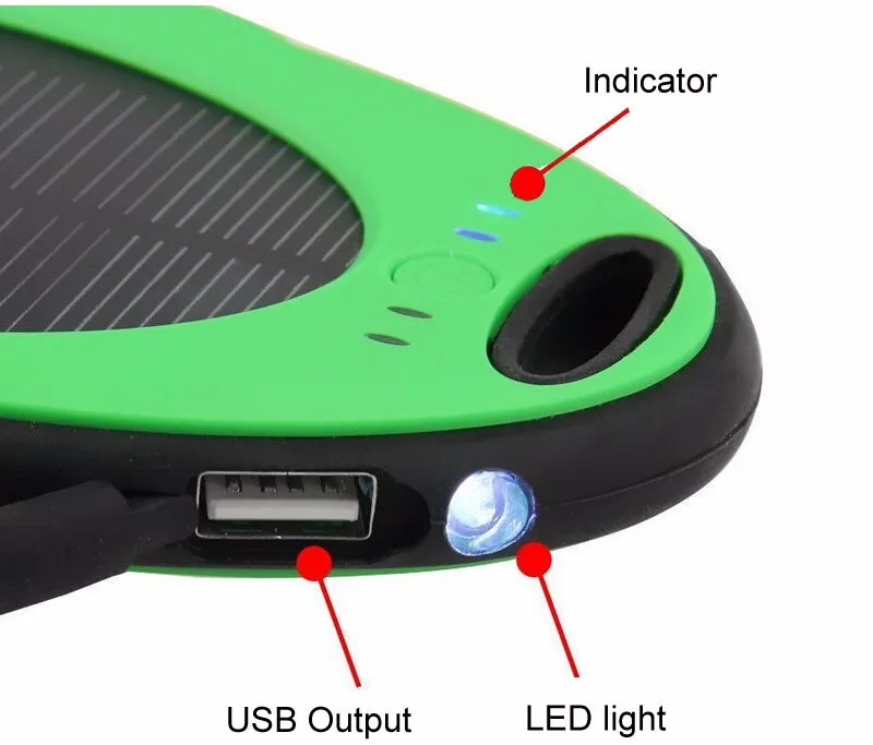 High quality custom Colorful Oval Waterproof USB Portable Solar Power Bank with LED light - ANKUX.COM